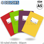 Fashionable Cover Ruled Notebook 50 Sheets 17x25cm (4 COLORS) - Τετράδιο Ριγέ Καρφίτσα 17x25 50 Φύλλα