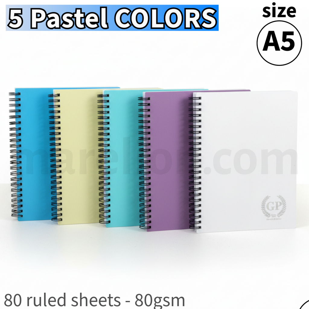 Golden Prime A5 Spiral PP Wire Notebook 80 Sheets - Τετράδιο Σπιράλ Α5 Πλαστικό Εξώφυλλο 5 Pastel Χρώματα