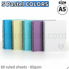 Golden Prime A5 Spiral PP Wire Notebook 80 Sheets - Τετράδιο Σπιράλ Α5 Πλαστικό Εξώφυλλο 5 Pastel Χρώματα