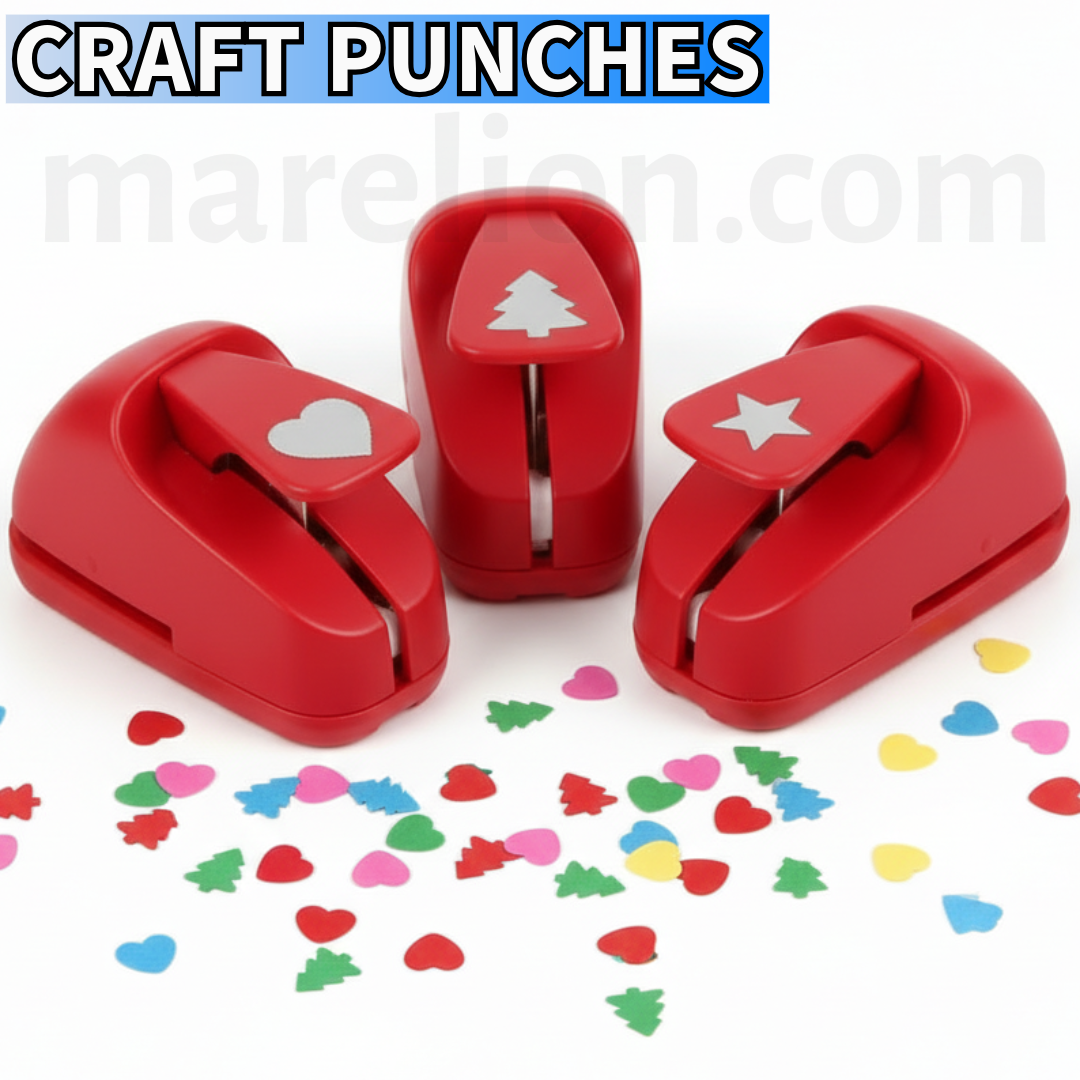 Paper Punches Set 3pcs Star Heart Christmas Tree 16mm - Τρυπητήρια Χαρτιού Σχήματα Craft