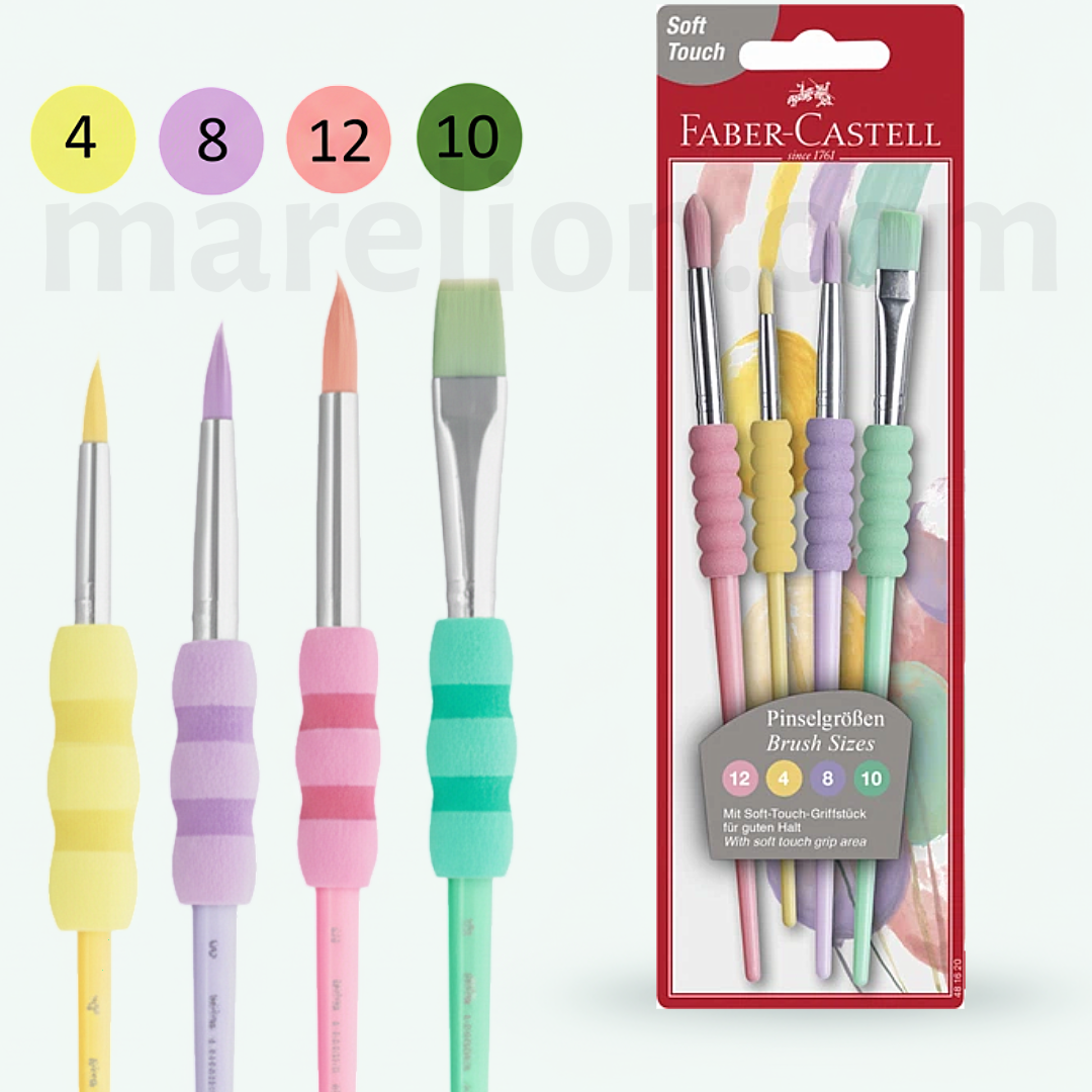 Faber-Castell Soft Touch Brush Pastel Colours Set of 4 - Μαρκαδόροι Πινέλο Παστέλ Χρώματα