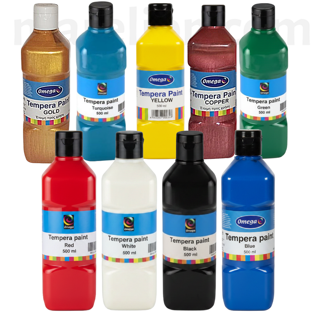 Omega Tempera Paint 500ml - Νερομπογιές Ζωγραφικής Διαθέσιμες σε 9 Χρώματα - ΧΟΝΔΡΙΚΗ ΠΩΛΗΣΗ