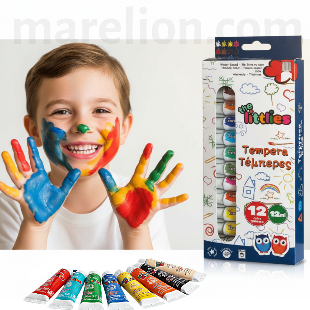 The Littlies Tempera Paint Set 12 Colors x 12ml - Σετ Τέμπερες 12 Χρωμάτων, Νερομπογιές για Παιδιά
