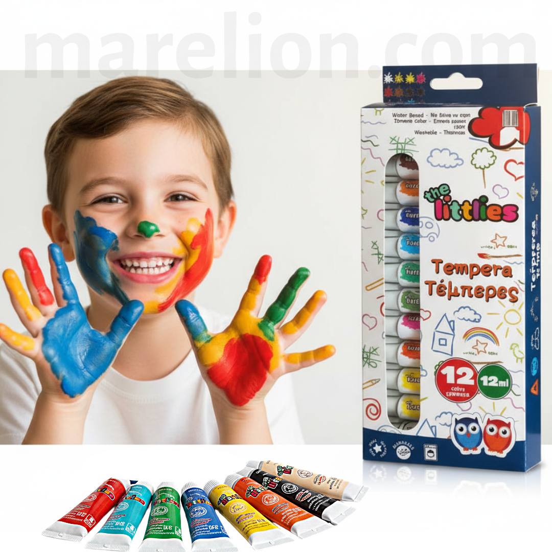The Littlies Tempera Paint Set 12 Colors x 12ml - Σετ Τέμπερες 12 Χρωμάτων, Νερομπογιές για Παιδιά