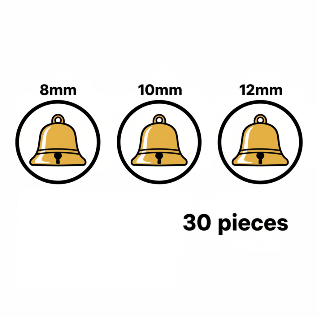 Gold Jingle Bells Set 30pcs Mixed 8mm / 10mm / 12mm - Κουδουνάκια Χρυσά Χειροτεχνία DIY