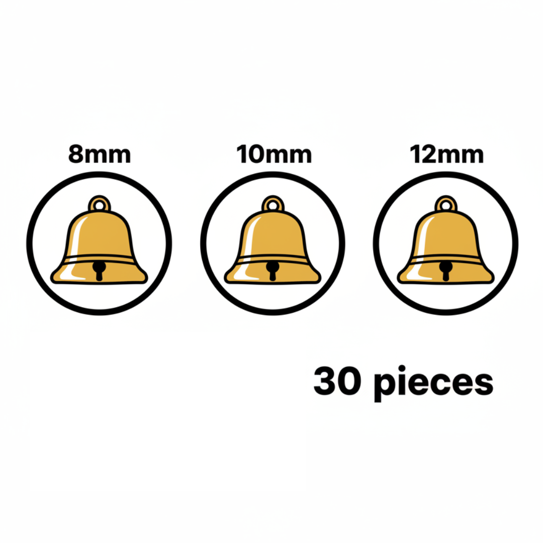 Gold Jingle Bells Set 30pcs Mixed 8mm / 10mm / 12mm - Κουδουνάκια Χρυσά Χειροτεχνία DIY