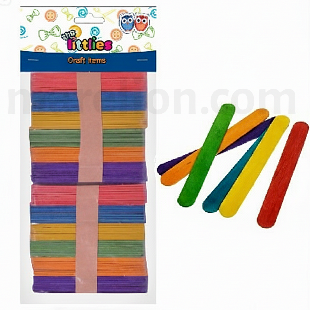 ΞΥΛΑΚΙΑ ΧΡΩΜΑΤΙΣΤΑ 114mm X 0,5cm, 100TEM THE LITTLIES ΣΠΑΤΟΥΛΕΣ ΧΕΙΡΟΤΕΧΝΙΑ STICKS