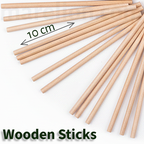 Cylindrical Craft Sticks 4x100mm Set 100pcs - Κυλινδρικά Ξυλάκια Χειροτεχνία DIY