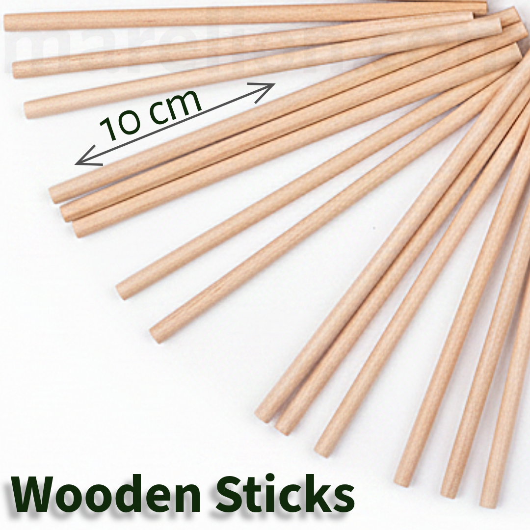 Cylindrical Craft Sticks 4x100mm Set 100pcs - Κυλινδρικά Ξυλάκια Χειροτεχνία DIY