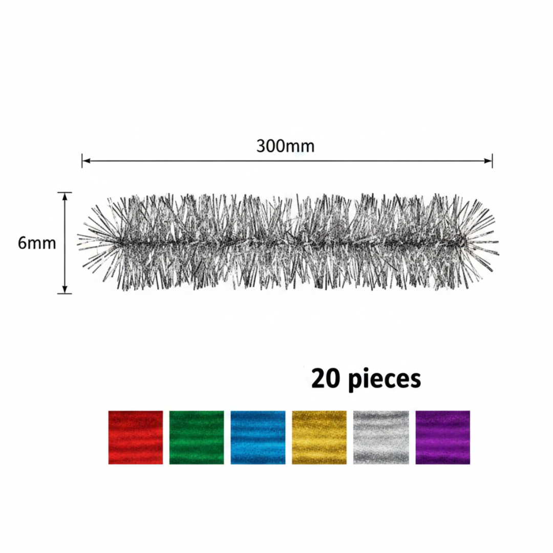 Metallic Pipe Cleaners 6x300mm Set 20pcs - Σύρμα Πίπας Μεταλλικά Χρώματα Χειροτεχνία DIY