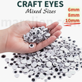 Googly Eyes Mixed Sizes 150pcs 6mm 8mm 10mm - Ματάκια Χειροτεχνίας Κινούμενα DIY