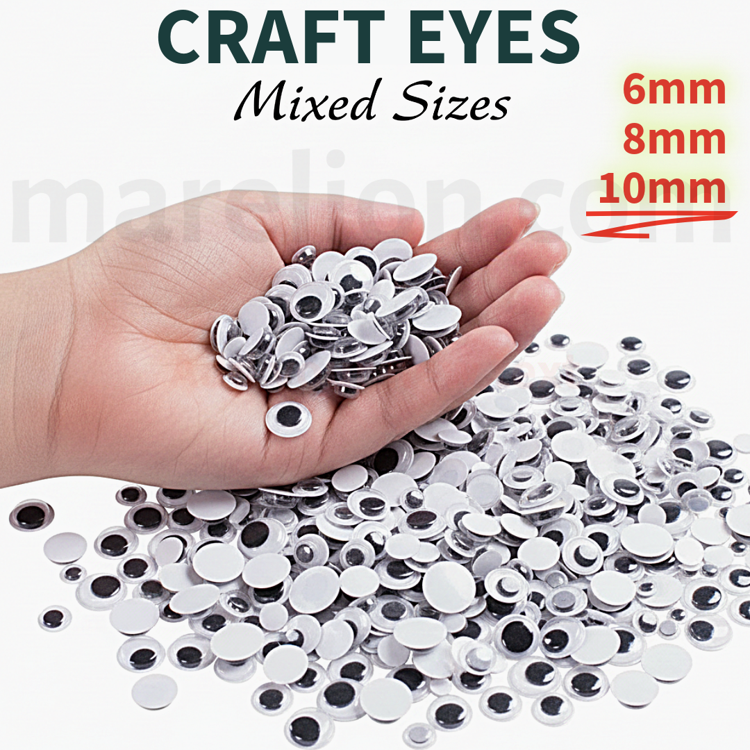 Googly Eyes Mixed Sizes 150pcs 6mm 8mm 10mm - Ματάκια Χειροτεχνίας Κινούμενα DIY