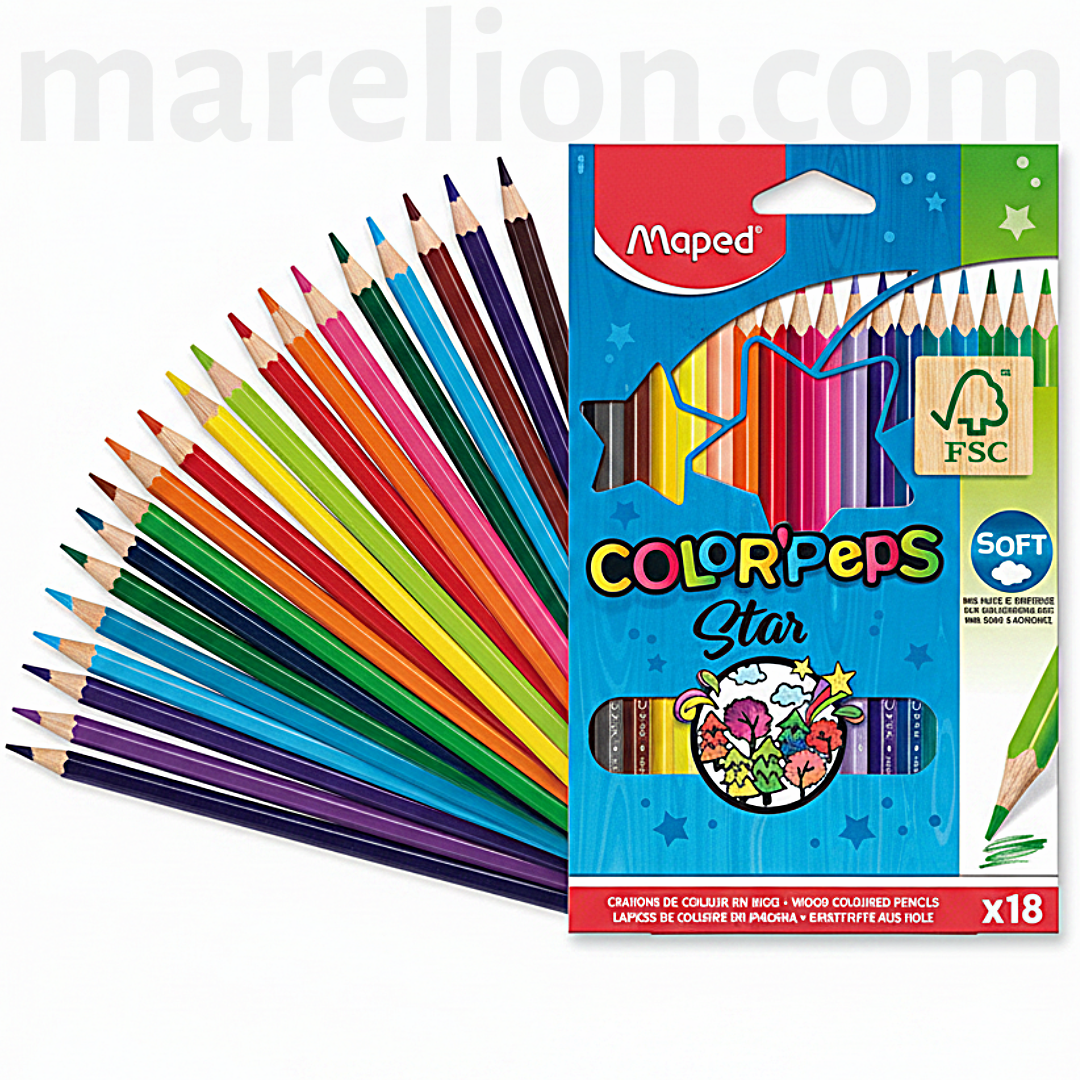 Maped Color Peps Triangular Colouring Pencils Set 18 - Ξυλομπογιές 18 Τεμαχίων