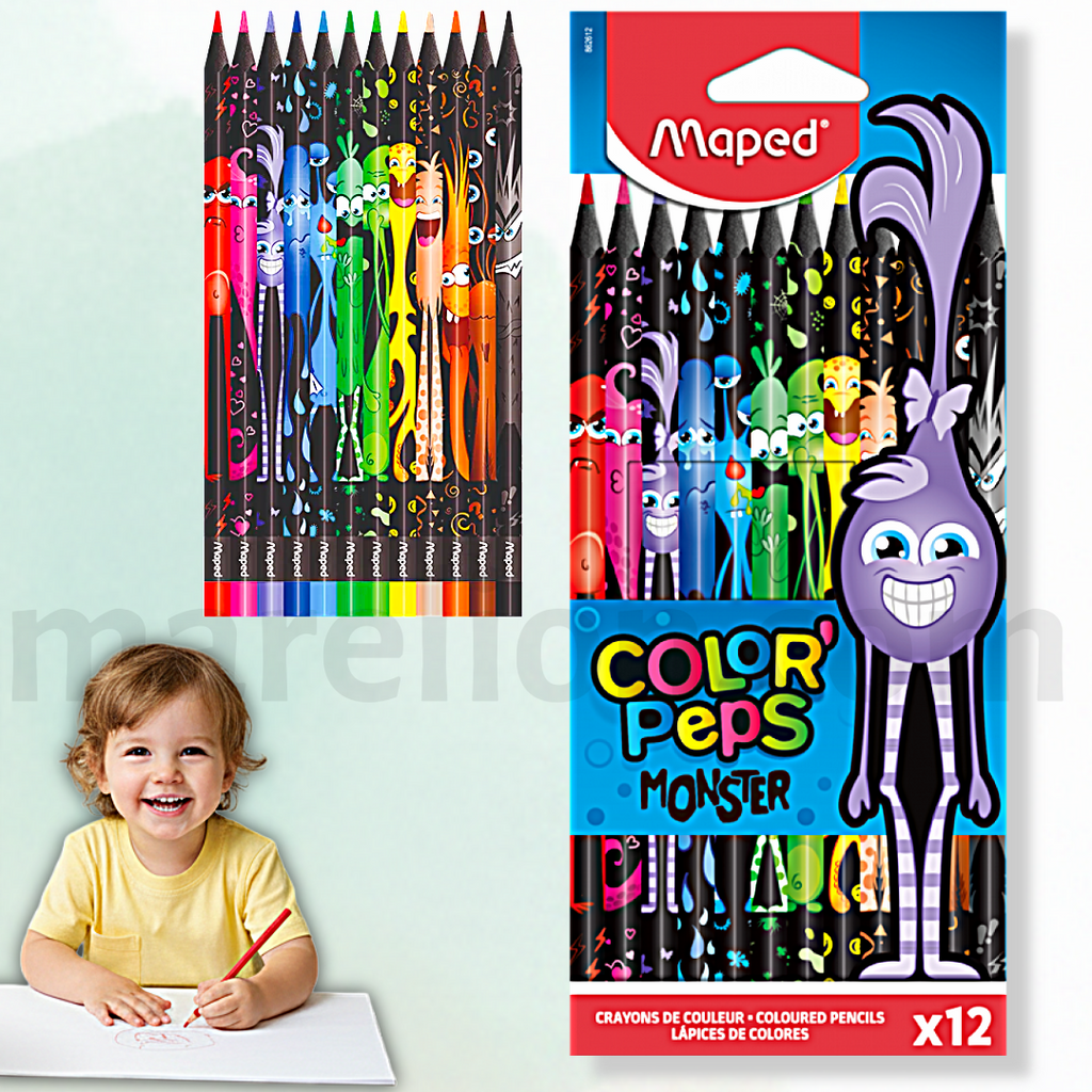 Maped Color Peps Monster Colouring Pencils Set 12 - Ξυλομπογιές Τερατάκια 12 Τεμαχίων