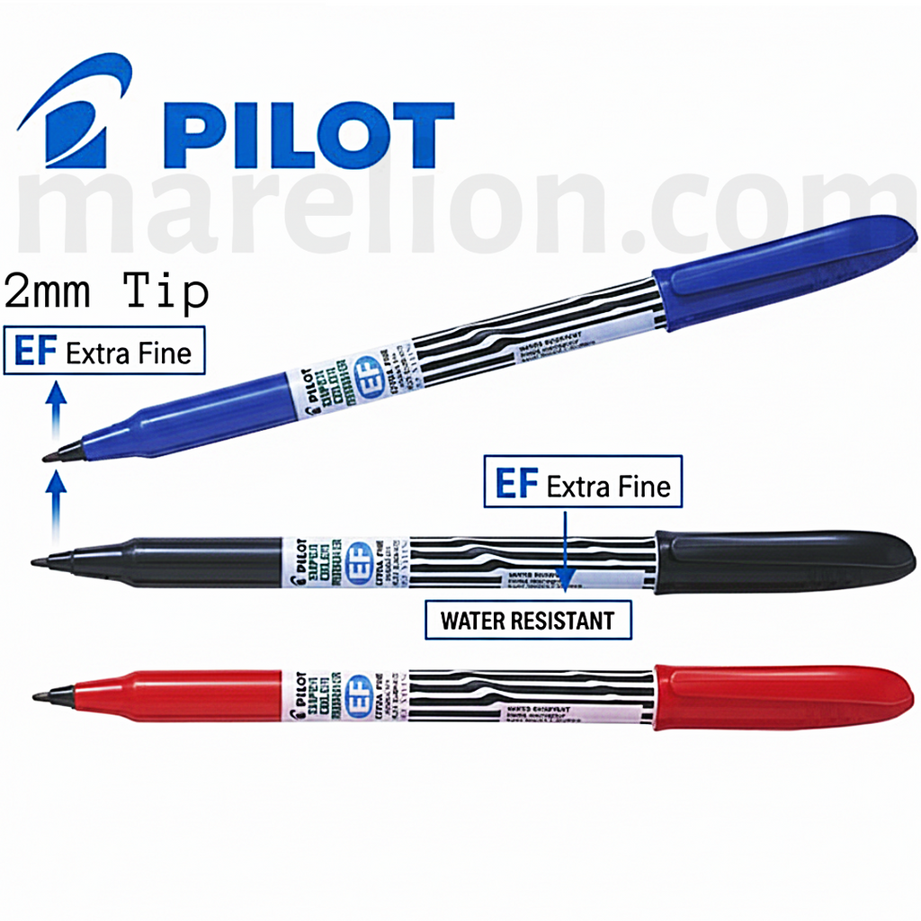 Pilot Super Color Marker Extra Fine 2mm, Black | Blue | Red - Μαρκαδόρος Ανεξίτηλος 3 Χρώματα - SCAN-EF