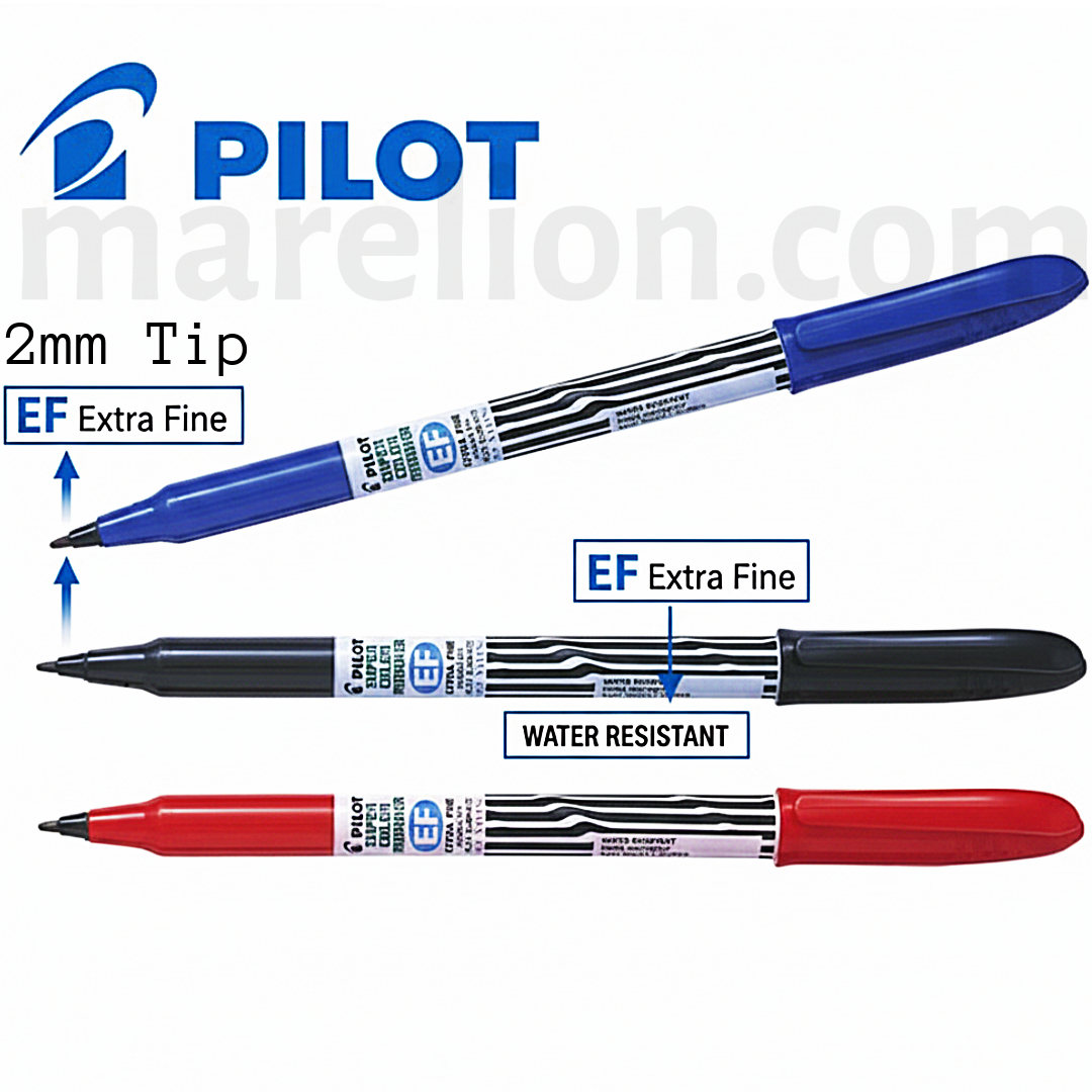 Pilot Super Color Marker Extra Fine 2mm, Black | Blue | Red - Μαρκαδόρος Ανεξίτηλος 3 Χρώματα - SCAN-EF