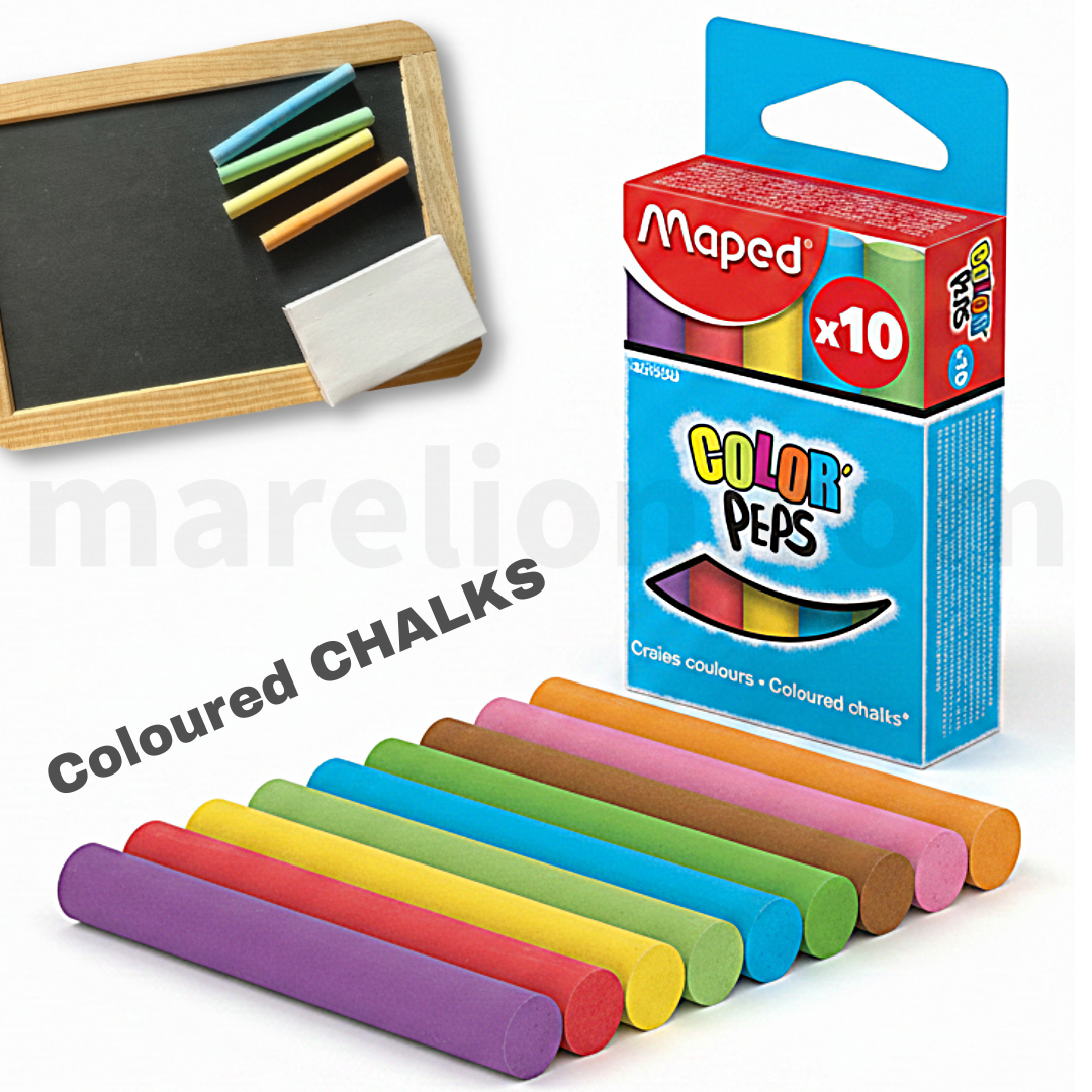 Maped Coloured Chalks 10pcs for Blackboard - Κιμωλίες Χρωματιστές Κουτί 10 Τεμαχίων