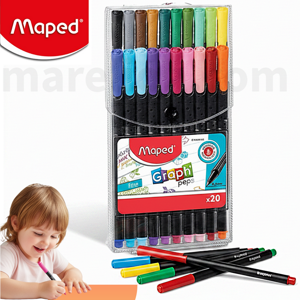 ΠΕΝΝΑΚΙΑ Maped 0.4mm Pack Of 20 Graph Peps Fine Liners Sketch Pens Multicolour ΖΩΓΡΑΦΙΚΗ

