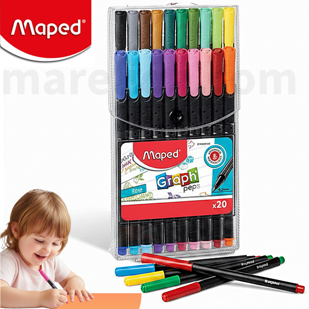 ΠΕΝΝΑΚΙΑ Maped 0.4mm Pack Of 20 Graph Peps Fine Liners Sketch Pens Multicolour ΖΩΓΡΑΦΙΚΗ

