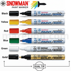 Snowman Paint Markers Dual Tip 1.5mm to 4mm | Set of 7 Colours - Μαρκαδόρος Μπογιάς Διπλής Όψης 7 Χρώματα