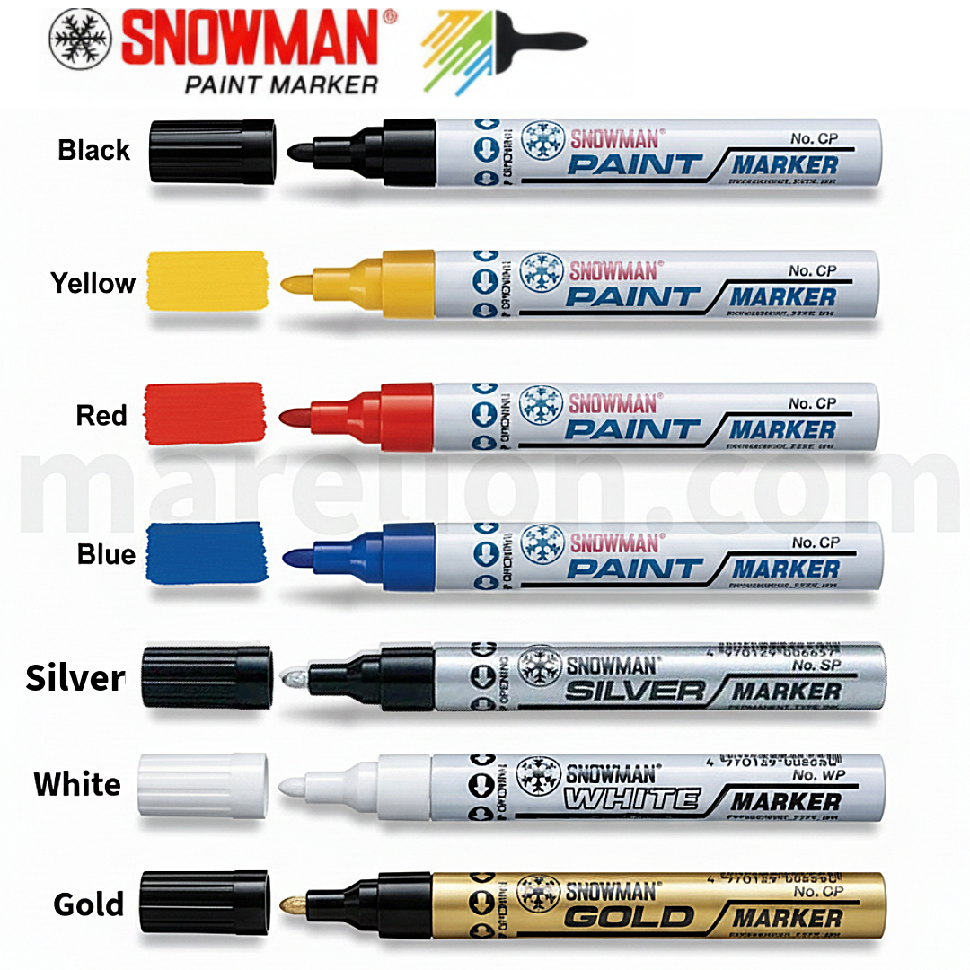 Snowman Paint Markers Dual Tip 1.5mm to 4mm | Set of 7 Colours - Μαρκαδόρος Μπογιάς Διπλής Όψης 7 Χρώματα