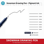 Snowman Drawing Pens Set 0.1mm - 0.8mm Black - Πενάκια Σχεδίου Τέχνη Ζωγραφική, Μαύρο, σε 8 Μεγέθη