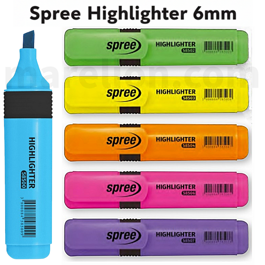 Spree Highlighter 6mm tip - 6 Colours - Μαρκαδόρος Υπογράμμισης
