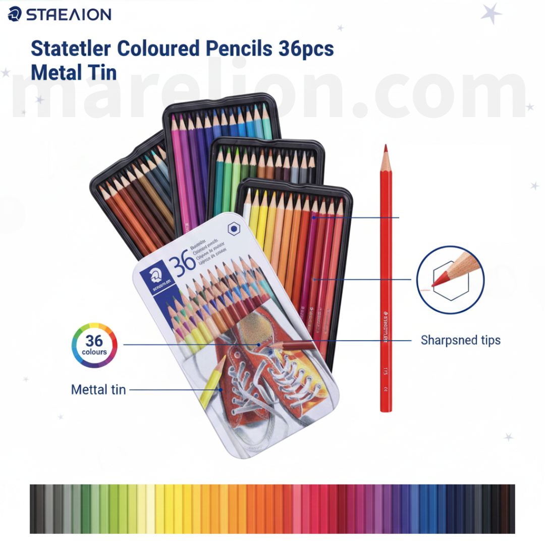 Staedtler Hexagonal Coloured Pencils 36pcs Metal Tin - Χρωματιστά Μολύβια Ζωγραφικής σε Μεταλλικό Κουτί