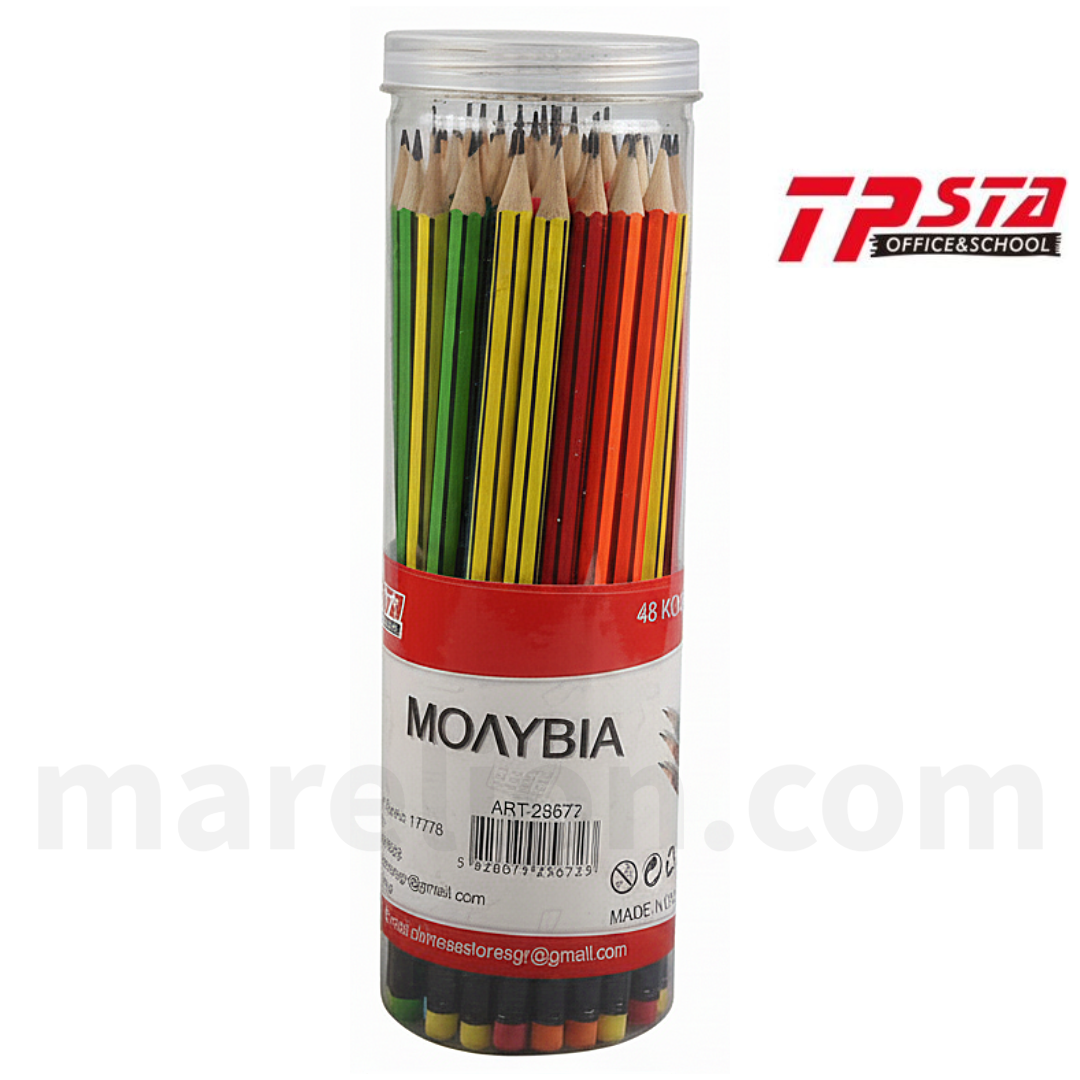 Tpsta 48pcs Fancy colors HB Graphite Pencils with Eraser - Μολύβι Γραφής με Γόμα - ΧΟΝΔΡΙΚΗ ΠΩΛΗΣΗ