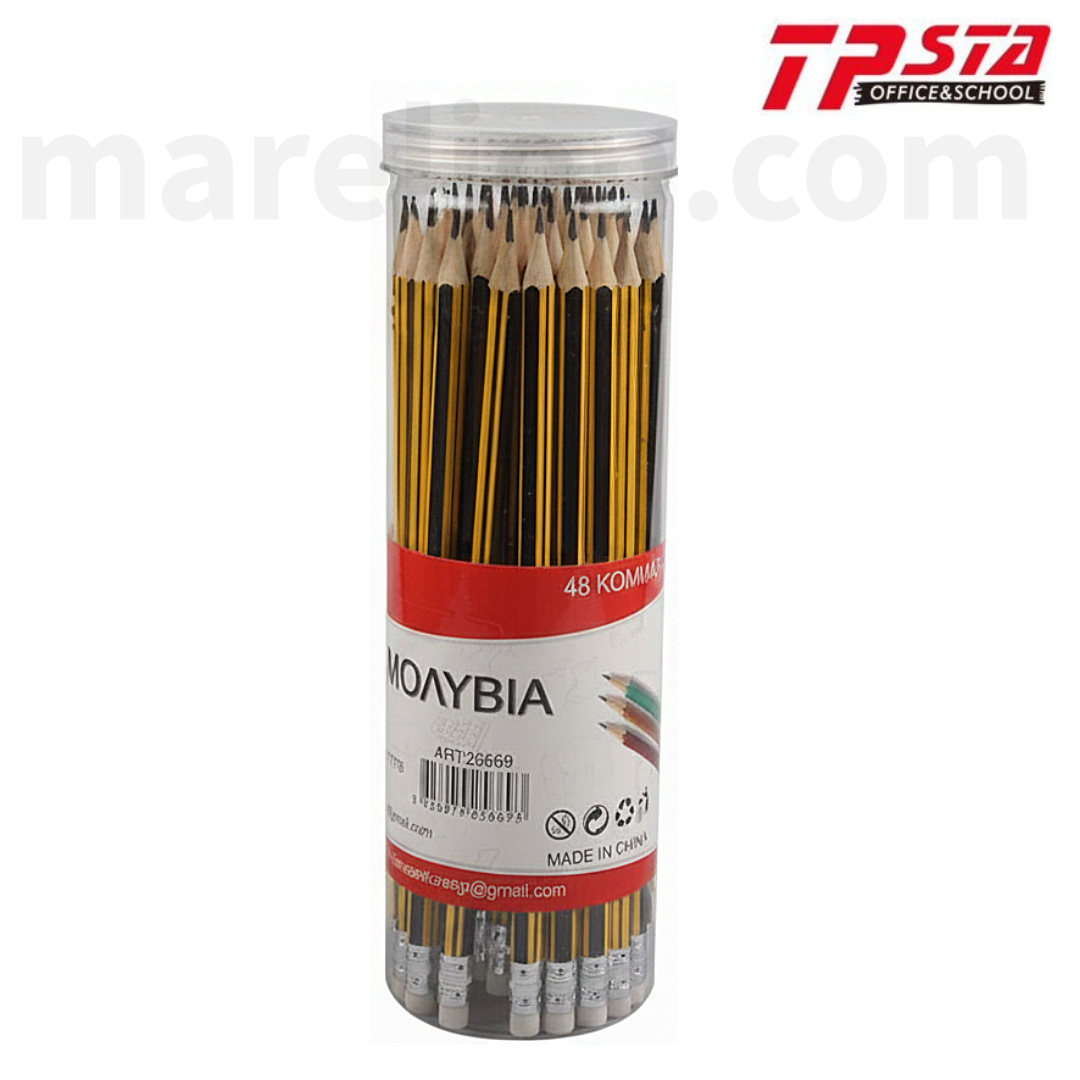Tpsta 48pcs HB Graphite Pencils with Eraser - Μολύβι Γραφής με Γόμα - ΧΟΝΔΡΙΚΗ ΠΩΛΗΣΗ