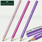 Faber Castell Jumbo Sparkle Metallic Pencil 4mm, B - Μολύβι Γραφής σε ροζ, κοραλλί και μωβ