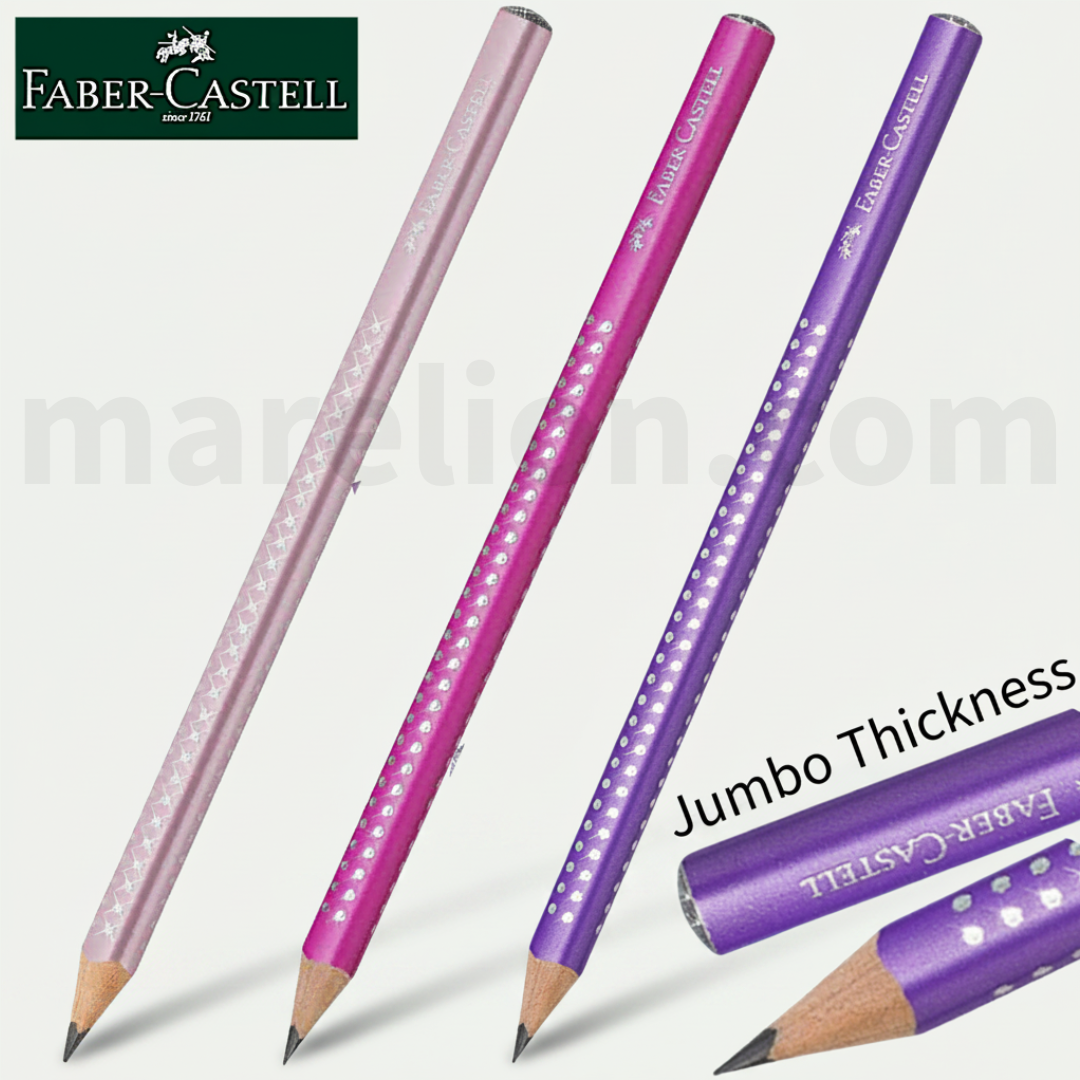 Faber Castell Jumbo Sparkle Metallic Pencil 4mm, B - Μολύβι Γραφής σε ροζ, κοραλλί και μωβ