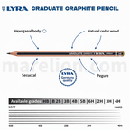 Lyra Graduate Graphite Pencil, HB | B | 2B | 3B | 4B | 5B | 6B | 2H | 3H | 4H | - Μολύβι Γραφής και Σχεδίου
