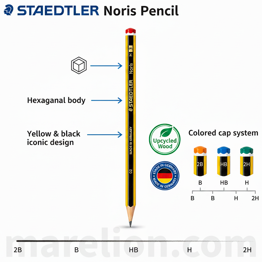 STAEDTLER Noris Pencil with features highlighted on a white background