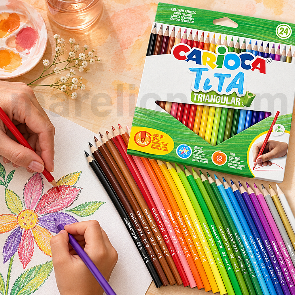 Carioca Tita Wood Free Triangular Colouring Pencils Box 24pcs - Τριγωνικές Ξυλομπογιές