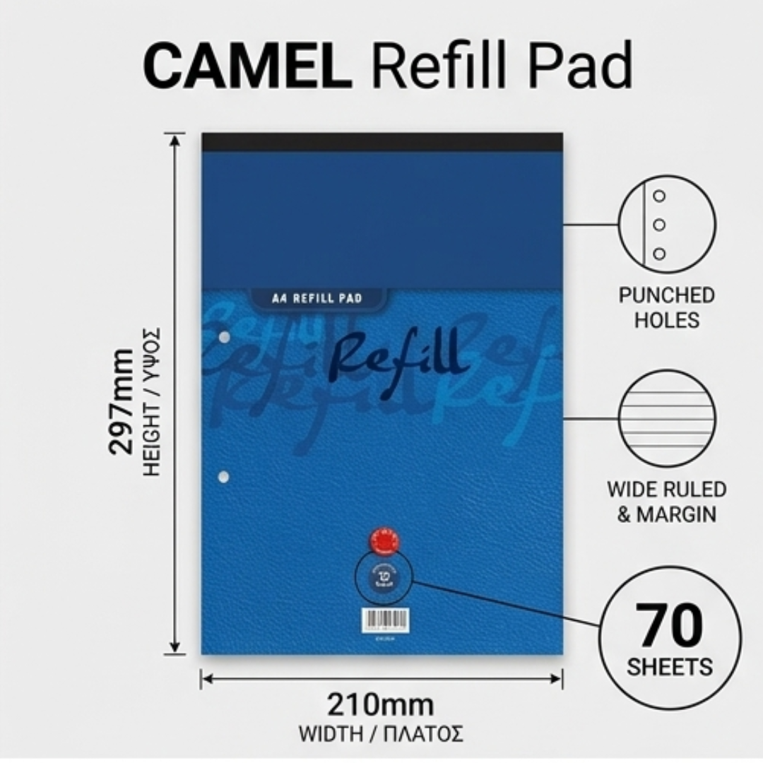 CAMEL Refill Pad A4 70 Sheets 140 Pages High Quality Paper - Ανταλλακτικά Κρίκ Ρεφίλς