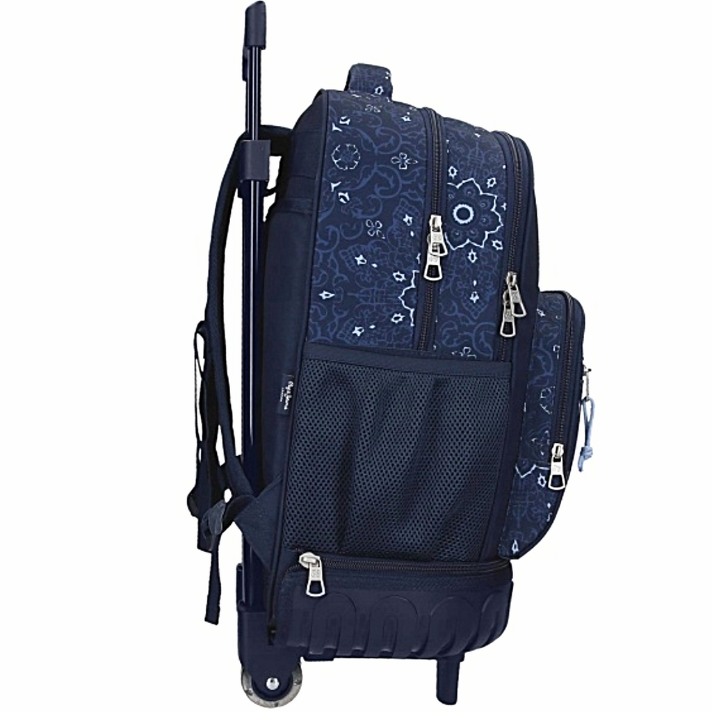 Pepe Jeans Lenay Marine Trolley Backpack, Detachable Wheels - Σχολικό Σακίδιο με Αποσπώμενες Ρόδες