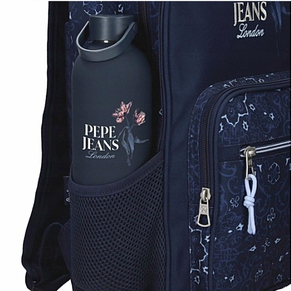 Pepe Jeans Lenay Marine Trolley Backpack, Detachable Wheels - Σχολικό Σακίδιο με Αποσπώμενες Ρόδες