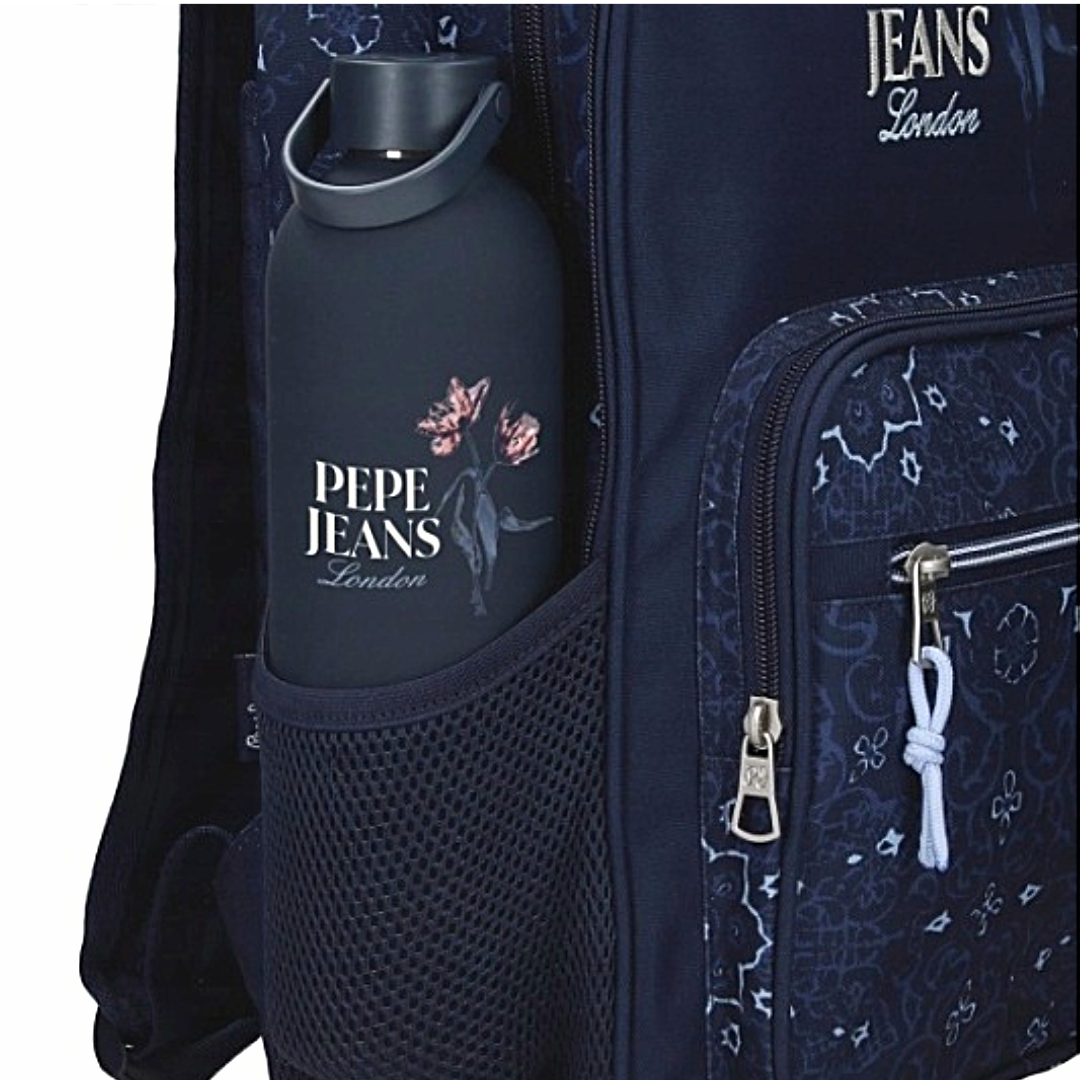 Pepe Jeans Lenay Marine Trolley Backpack, Detachable Wheels - Σχολικό Σακίδιο με Αποσπώμενες Ρόδες