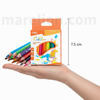 Deli Mini Triangular Coloured Pencils 12pcs 9x9cm Pack - Μίνι Τριγωνικά Χρωματιστά Μολύβια