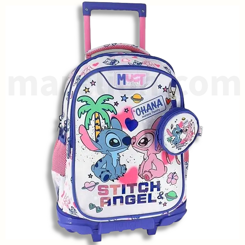Must Trolley School Bag Lilo and Stitch 3 Pockets - Σχολική Τσάντα Τρολέι Δημοτικού 3 Θήκες