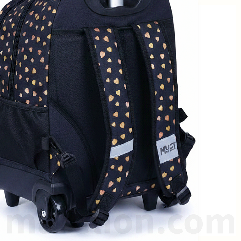Must Gold Butterfly Trolley School Bag 3 Pockets - Σχολική Τσάντα Τρόλεϊ Δημοτικού