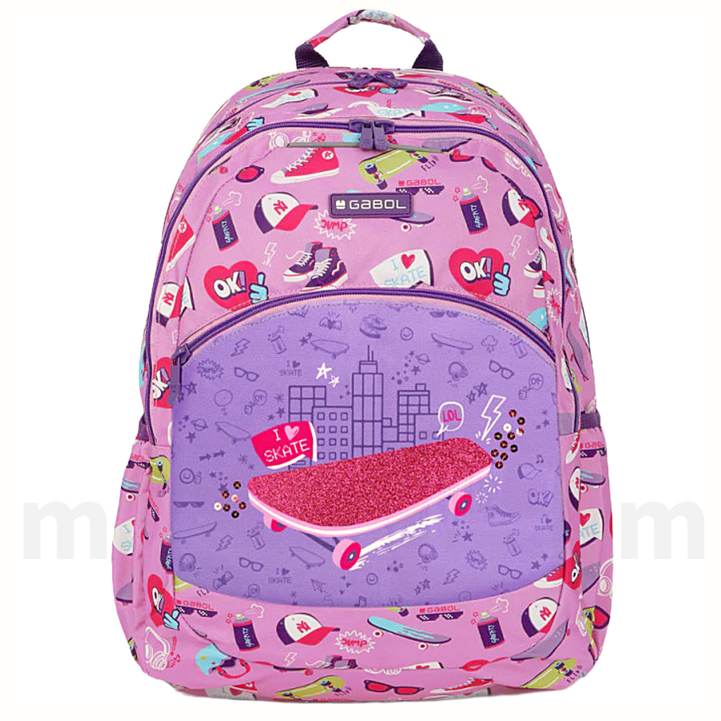 Gabol School Backpack I Love Skate 3 Compartments 23L - Σχολική Τσάντα Πλάτης Δημοτικού 3 Θήκες 23L
