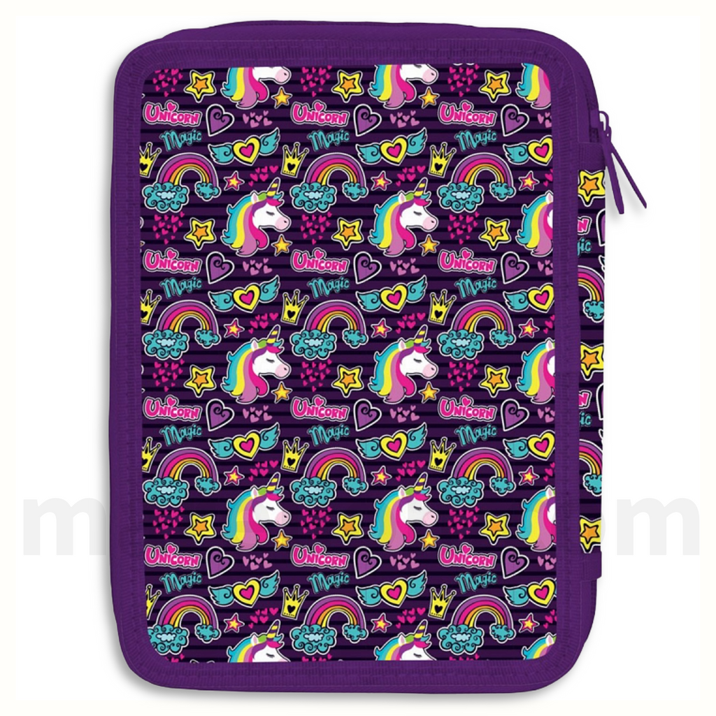 Must Pencil Case Unicorn 2 Zip Full - Σχολική Κασετίνα Διπλή Γεμάτη 2 Φερμουάρ