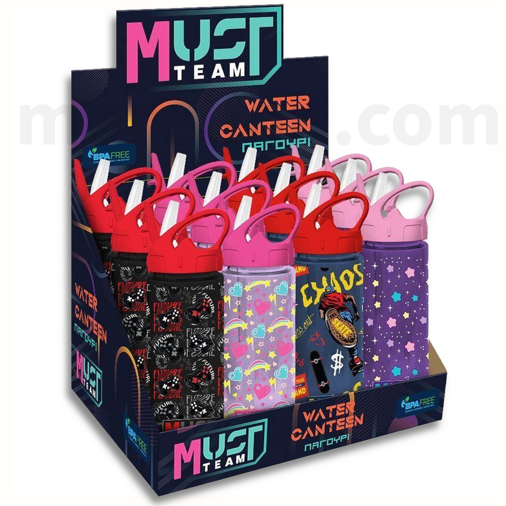 Must Aluminium Canteen with Straw 500ml - Kids Aluminium Canteen Hello Rain