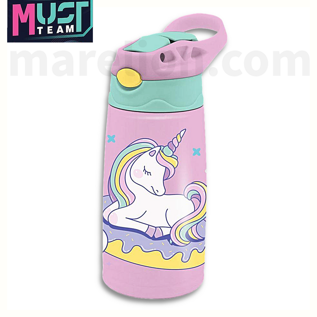 Must Stainless Steel Kids Vacuum 400ml with Straw - Kids Stainless Steel Thermos 4 Designs