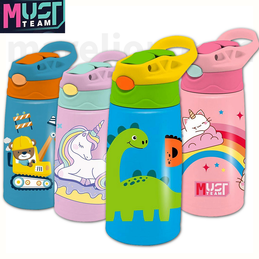 Must Stainless Steel Kids Vacuum 400ml with Straw - Kids Stainless Steel Thermos 4 Designs