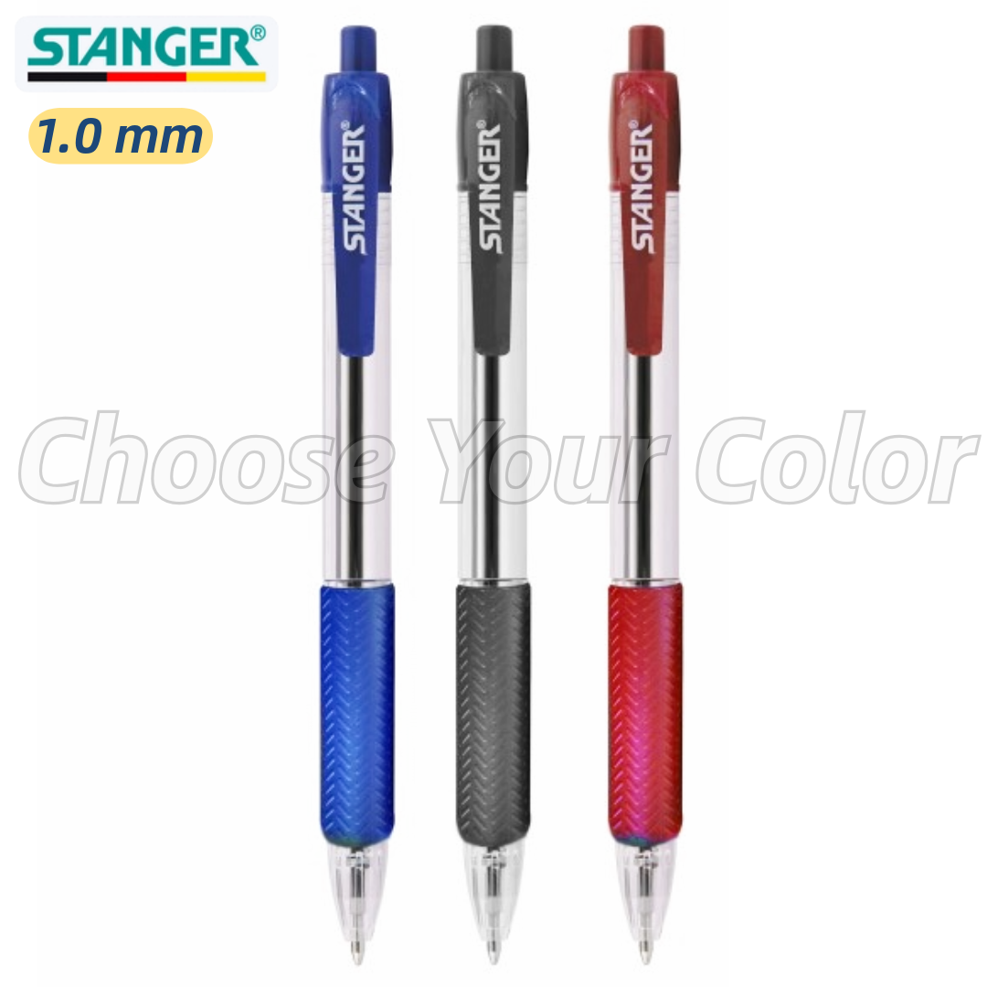 STANGER Ballpoint Pen Softgrip 1.0mm , 3 Χρώματα