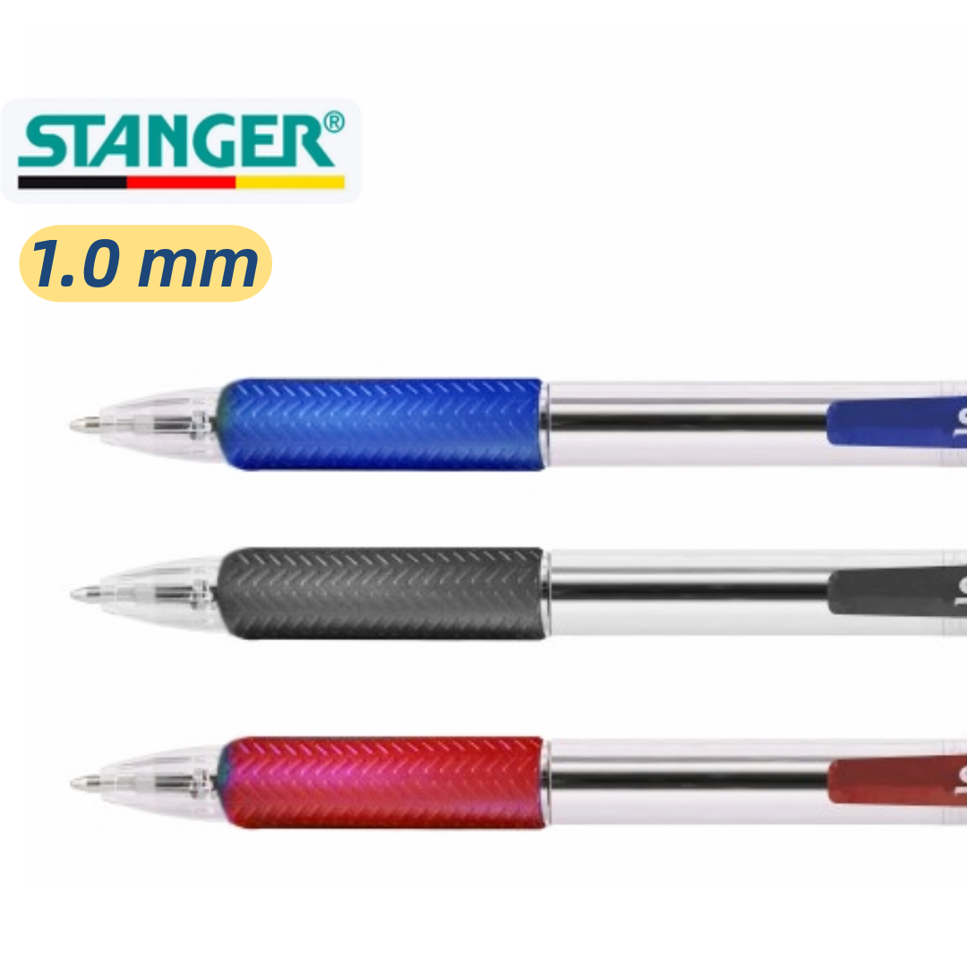 STANGER Ballpoint Pen Softgrip 1.0mm , 3 Χρώματα