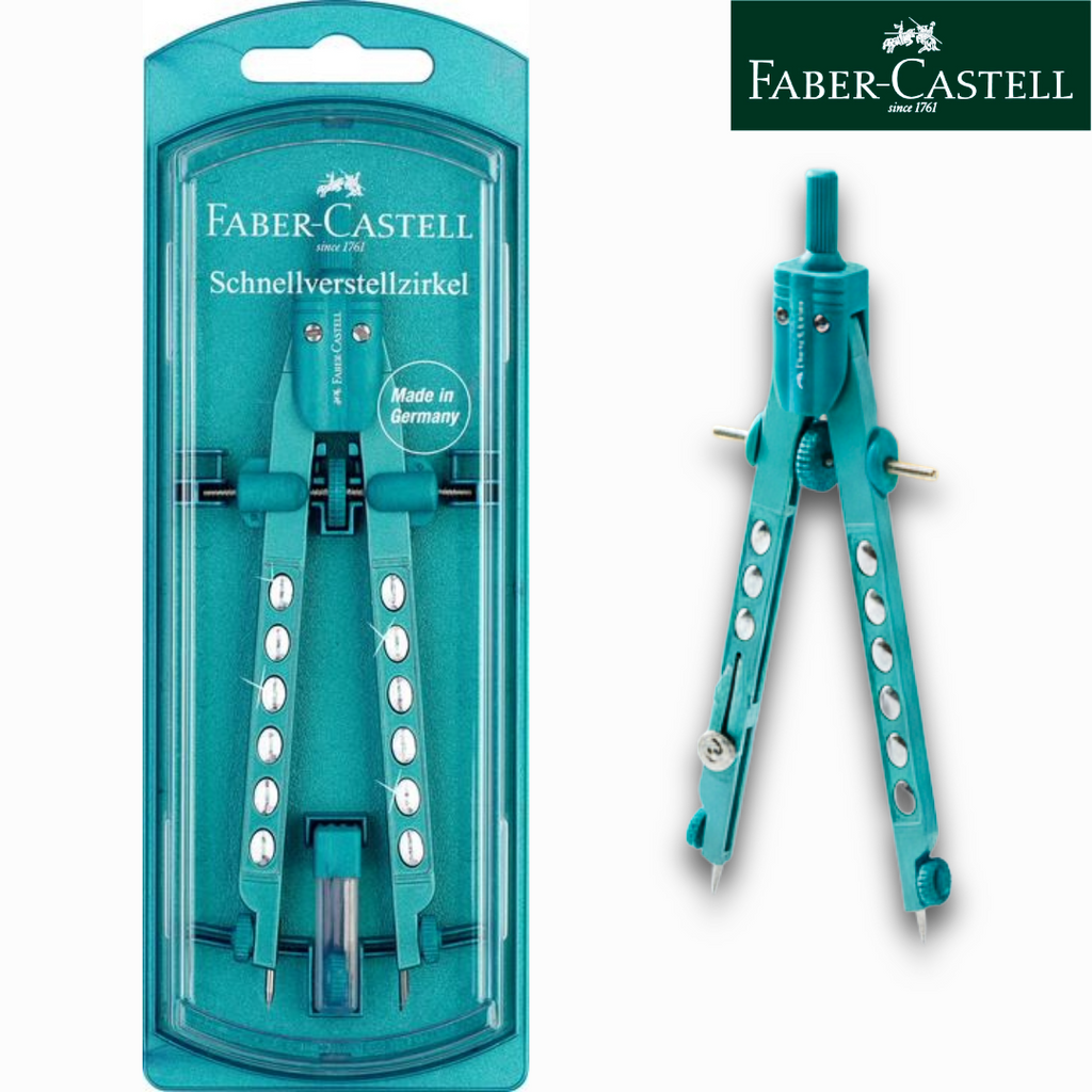 Faber Castell Διαβήτης, 17CM 2mm Μύτες ΤΥΡΚΟΥΑΖ SPARKLE με ρυθμιστή, 174323 Compas Γεωμετρικά όργανα